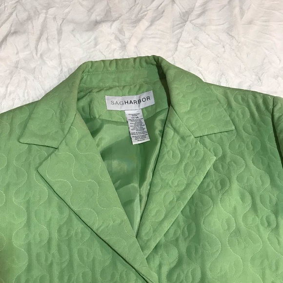 Sag Harbor 2 Buttons Blazer Women’s Size 14 Color Green Quilted Notched Collar. - Picture 10 of 13